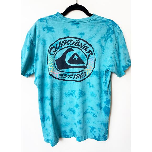 Quicksilver Tie Dye Blue Surf T-shirt Medium - Picture 1 of 5